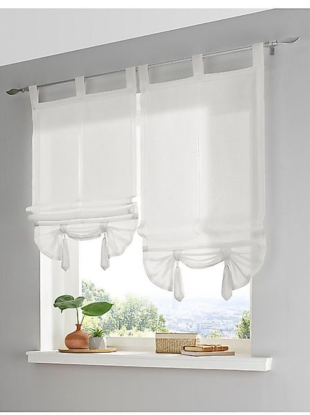 Rollo Raffrollo, heine, halbtransparent, Schlaufenaufhängung günstig online kaufen