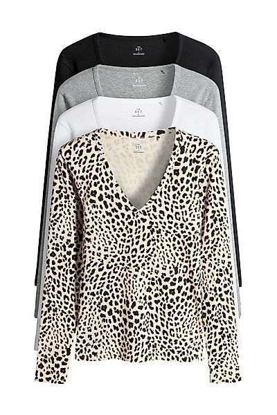 The Set Langarmshirt The Set Langarmshirts mit V-Ausschnitt, 4er-Pack (4-tl günstig online kaufen