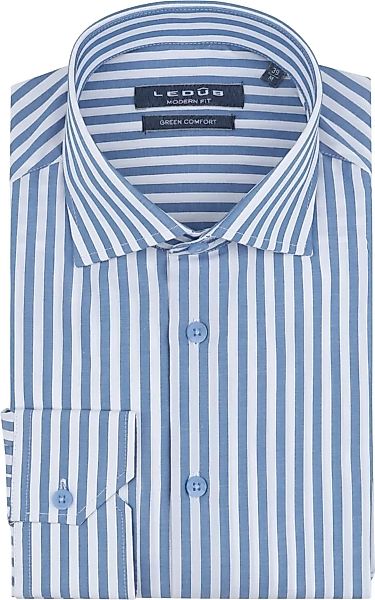 Ledub Hemd Streifen Blau  - Größe 43 günstig online kaufen
