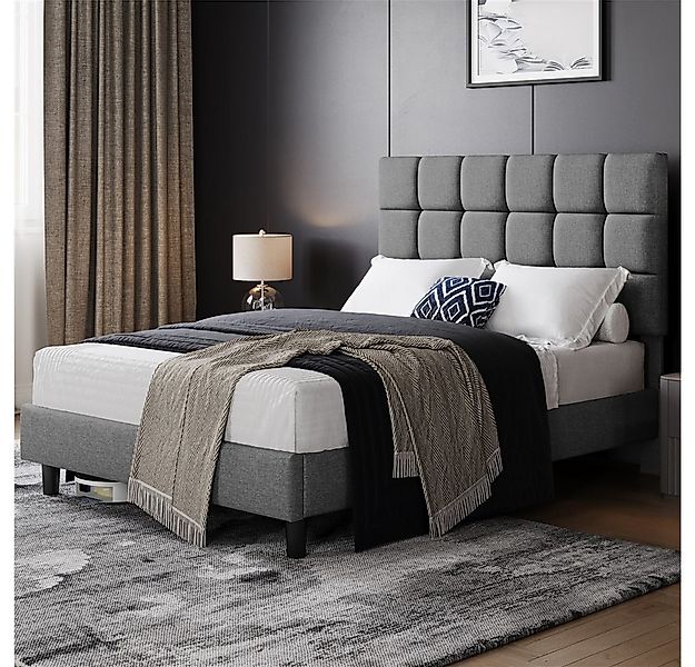 Yaheetech Polsterbett Bettgestell, Doppelbett mit Höhenverstellbarem Kopfte günstig online kaufen