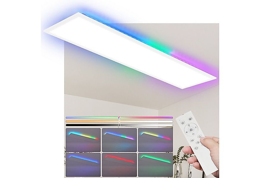 ZMH LED Deckenleuchte Wohnzimmer Deckenpanel Dimmbar Lang RGB Farbwechsel W günstig online kaufen