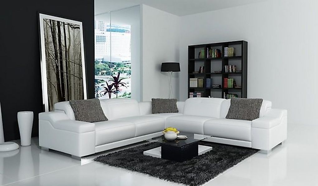 JVmoebel Ecksofa Ledersofa L-Form Couch Wohnlandschaft Garnitur Sofa Orange günstig online kaufen