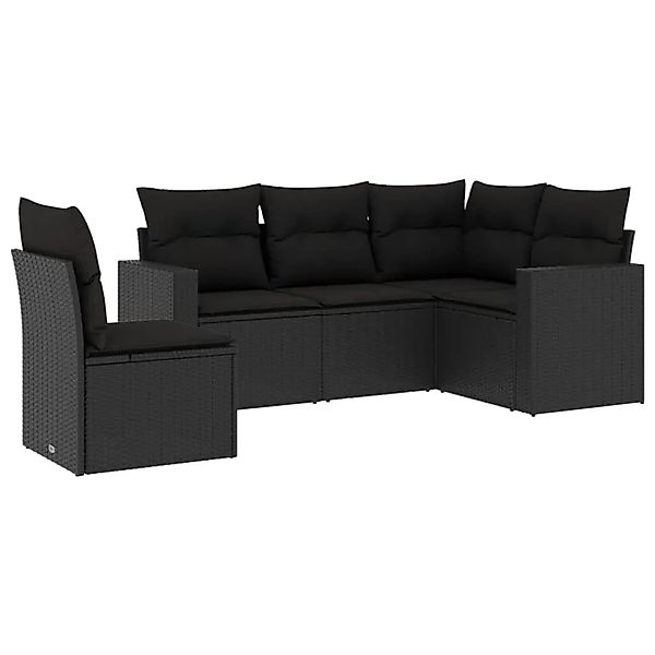 vidaXL 5-Tlg Garten-Sofagarnitur mit Kissen Schwarz Poly Rattan 3251302 günstig online kaufen