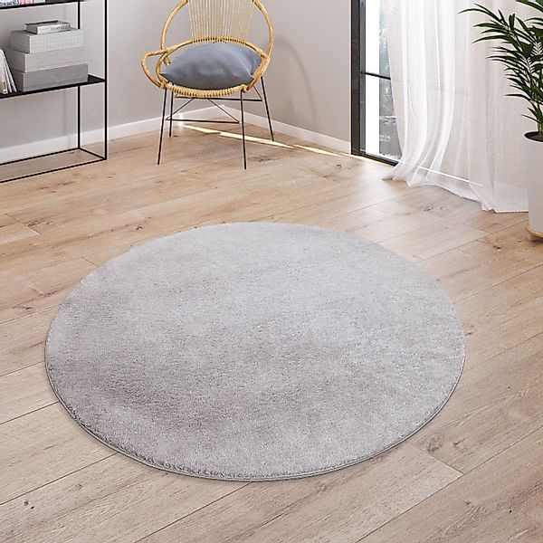 Paco Home Teppich "Cadiz 630" rund 14 mm Höhe Kurzflor, Uni-Farben, besonde günstig online kaufen