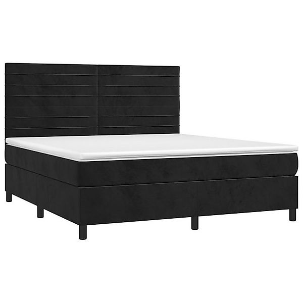 vidaXL Bett Boxspringbett mit Matratze & LED Schwarz 160x200 cm Samt günstig online kaufen