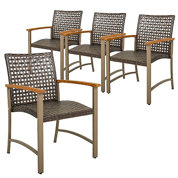 COSTWAY Gartenstuhl, 4er Set, Rattann mit günstig online kaufen