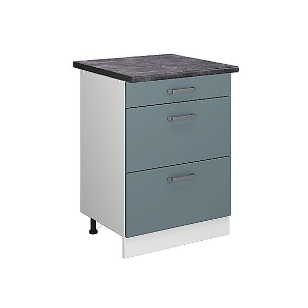 Vicco Küchenunterschrank R-Line Blau-Grau/Weiß 60 cm mit Schubladen AP Anth günstig online kaufen