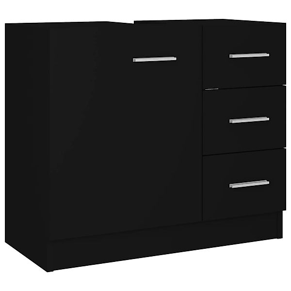 vidaXL Badezimmer-Set Waschbeckenunterschrank Schwarz 63x30x54 cm günstig online kaufen