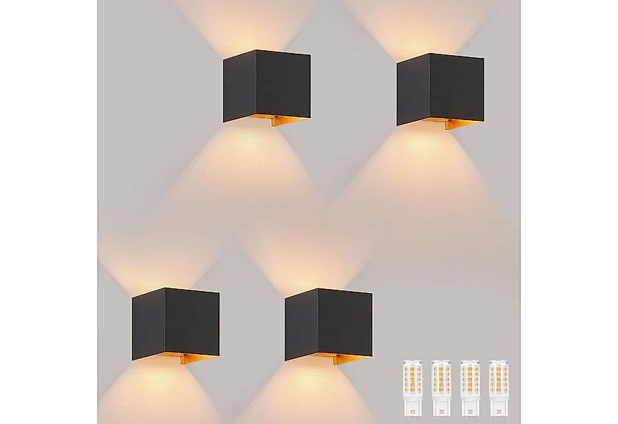 Nettlife LED Wandleuchte Wandleuchte Up und Down LED Schwarz Gold, LED wech günstig online kaufen