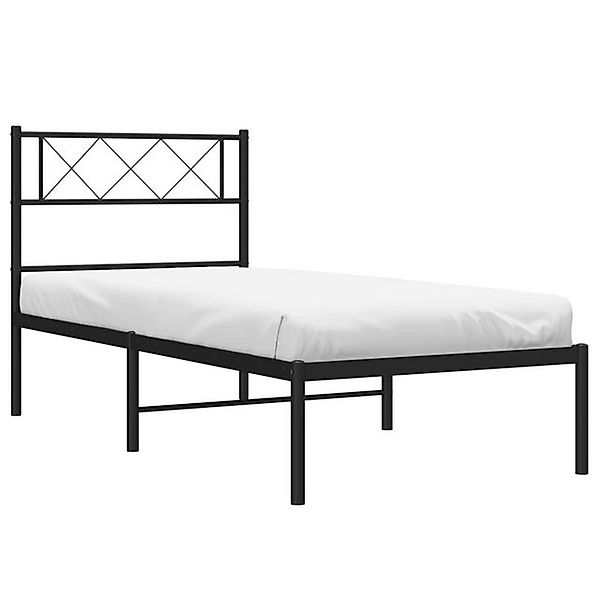 vidaXL Bettgestell, Bettrahmen mit Kopfteil Metall Schwarz 75x190 cm günstig online kaufen