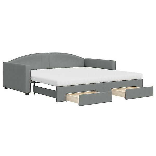 vidaXL Bett, Tagesbett Ausziehbar mit Schubladen Dunkelgrau 100x200 cm Stof günstig online kaufen