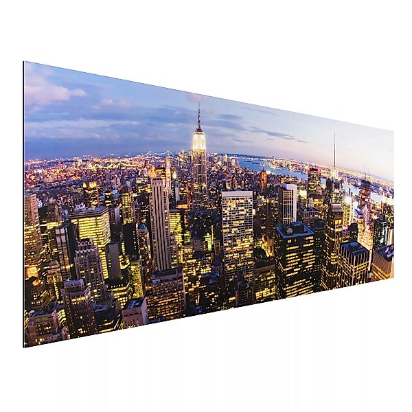 Alu-Dibond Bild Architekur & Skyline - Panorama New York Skyline bei Nacht günstig online kaufen