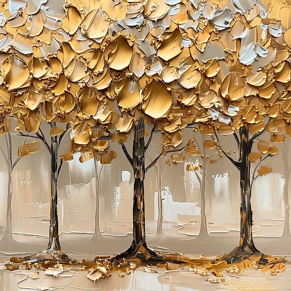 queence Acrylglasbild "Goldener Wald" Abstrakt  Abstrakte  Baum  Baumbilder günstig online kaufen