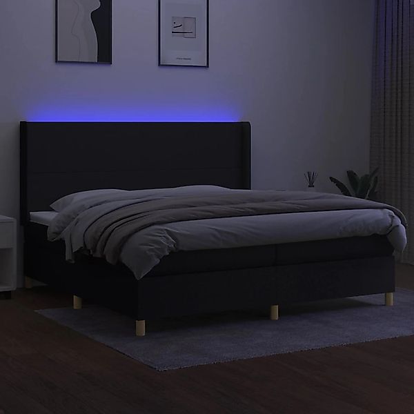 vidaXL Boxspringbett mit Matratze & LED Schwarz 200x200 cm Stoff 3138743 günstig online kaufen