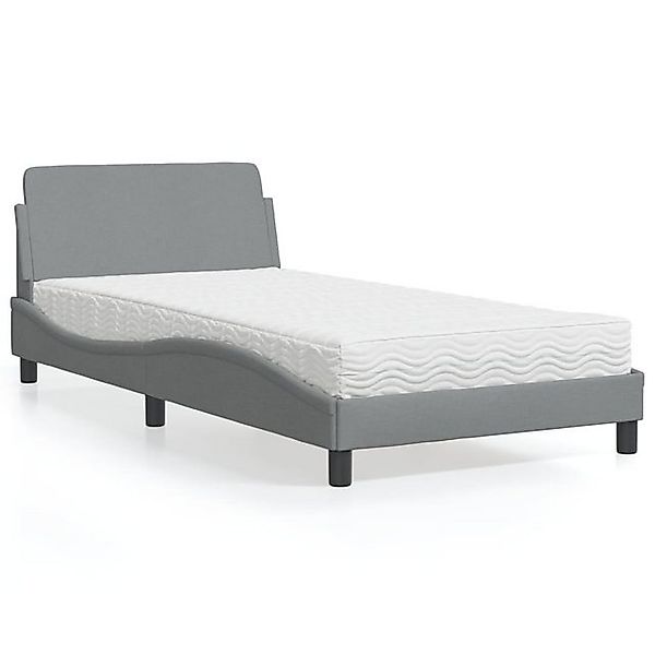 vidaXL Bett, Bett mit Matratze Hellgrau 100x200 cm Stoff günstig online kaufen