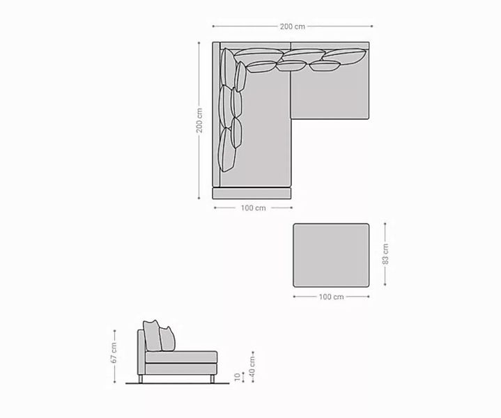 DELIFE Ecksofa Clovis, Hellgrau Strukturstoff mit Hocker und Armlehne Ottom günstig online kaufen