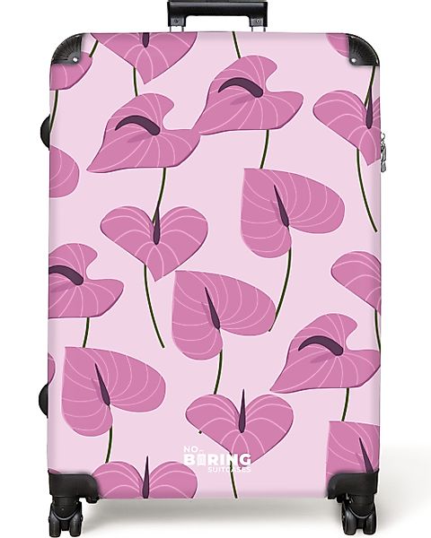 NoBoringSuitcases.com© Hartschalen-Trolley Rosa mit lila Blättern günstig online kaufen