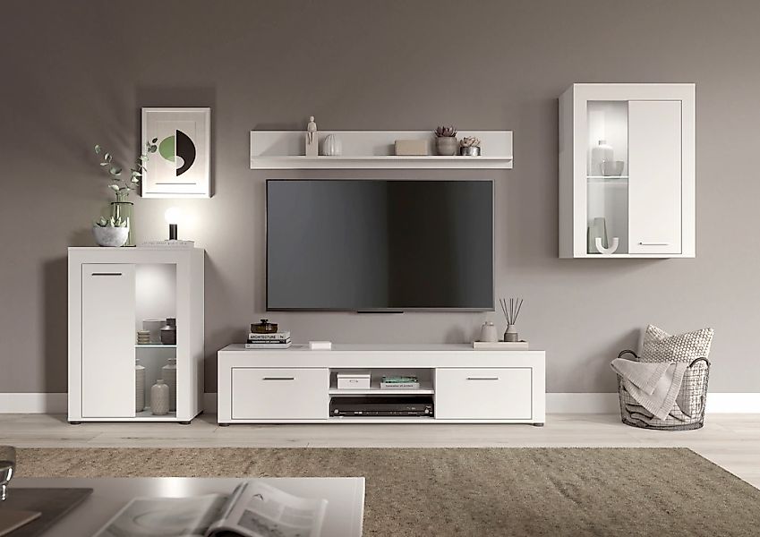 INOSIGN Wohnwand "Aosta, 4-tlg., bestehend aus: 2x Vitrine, Lowboard & Wand günstig online kaufen