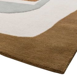 Kurzflorteppich Wollteppich mit abstraktem Muster - mehrfarbig günstig online kaufen