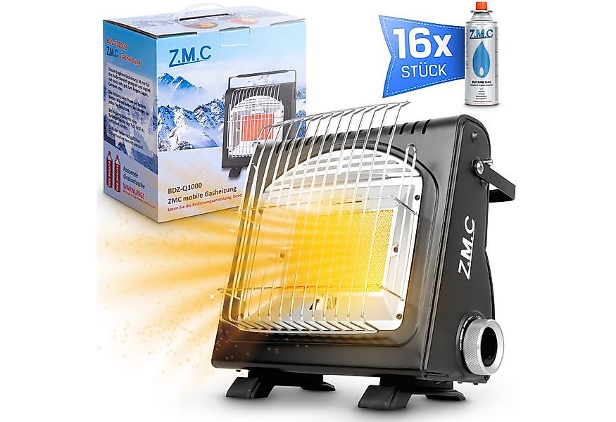 ZMC Heizstrahler 2in1 Tragbare Camping Gaskocher Gasheizung + 16x Gaskartus günstig online kaufen