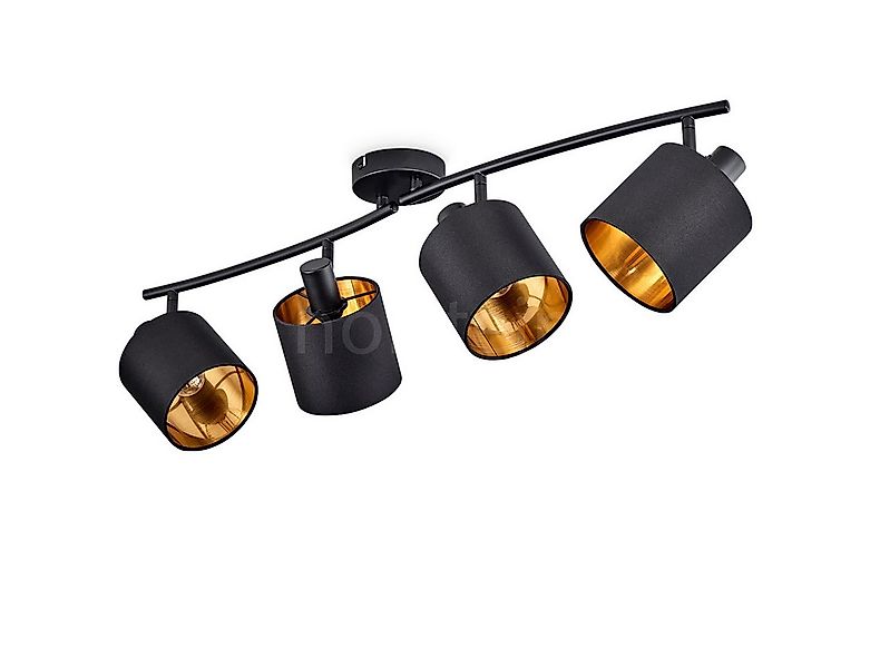hofstein Deckenleuchte moderne Deckenlampe aus Metall/Stoff in Schwarz/Gold günstig online kaufen