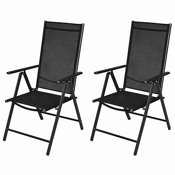 Gartenstühle Klappbar 2 Stk. Aluminium Und Textilene Schwarz günstig online kaufen