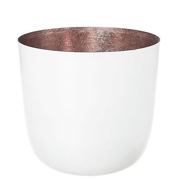 Madras Windlicht matt roségold - weiss - L - H: 13cm / Ø 15 cm günstig online kaufen
