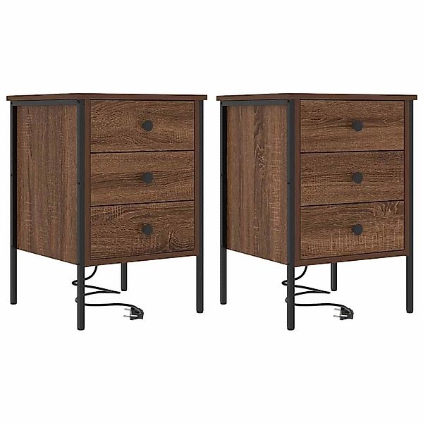 vidaXL Nachttisch 2 Stk Braun Eichen-Optik 42 x 41 x 61 cm 859489 günstig online kaufen