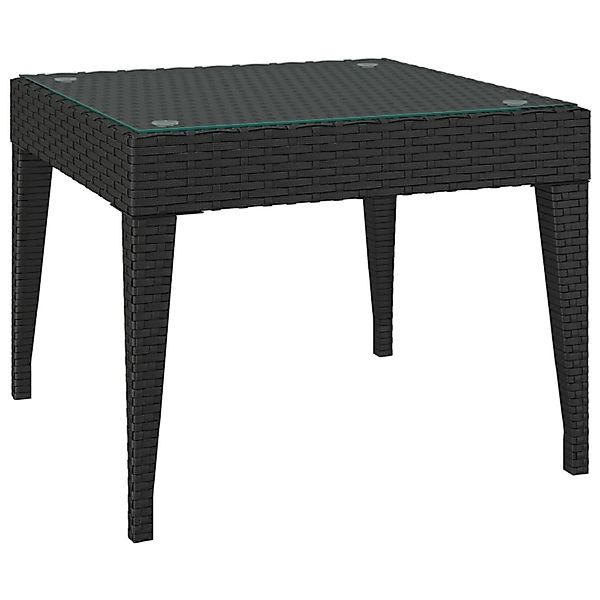 Vidaxl Beistelltisch Schwarz 50x50x38 Cm Poly Rattan Und Hartglas günstig online kaufen