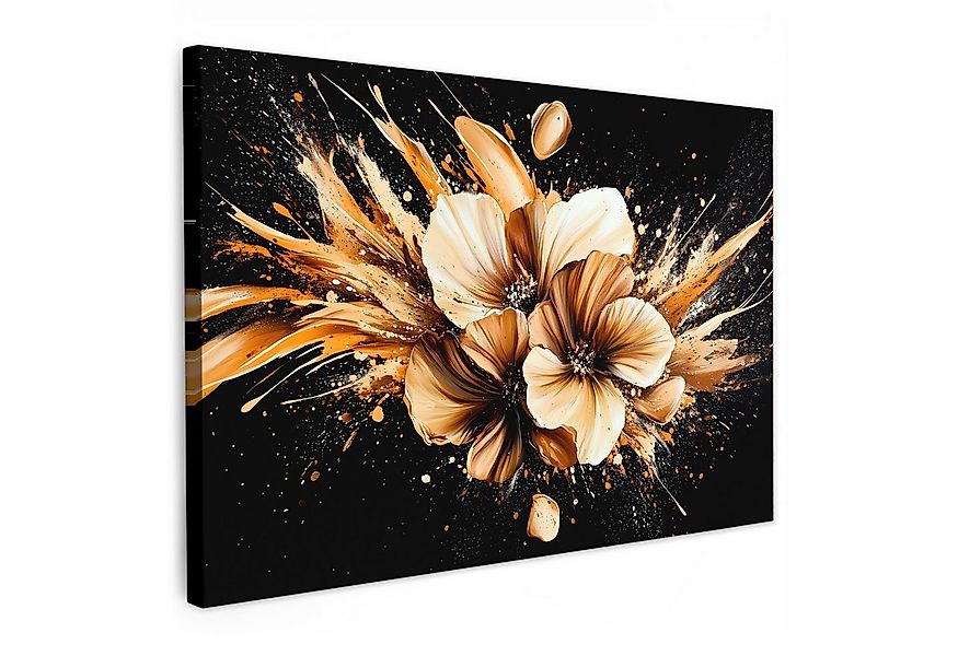 OneMillionCanvasses® Leinwandbild Blumen - Gold - Graffiti - Schwarz - Abst günstig online kaufen