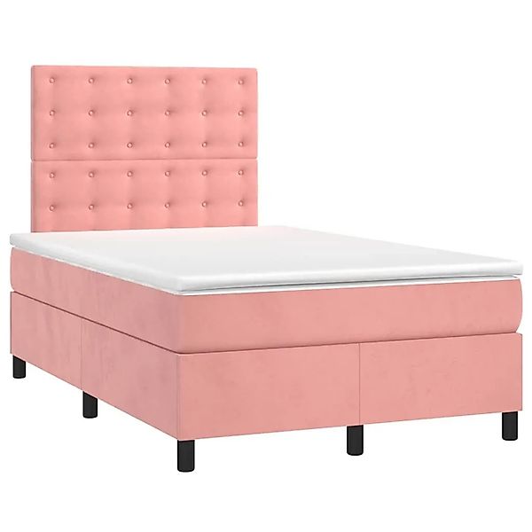 vidaXL Boxspringbett mit Matratze & LED Rosa 120x190 cm Samt 3270340 günstig online kaufen