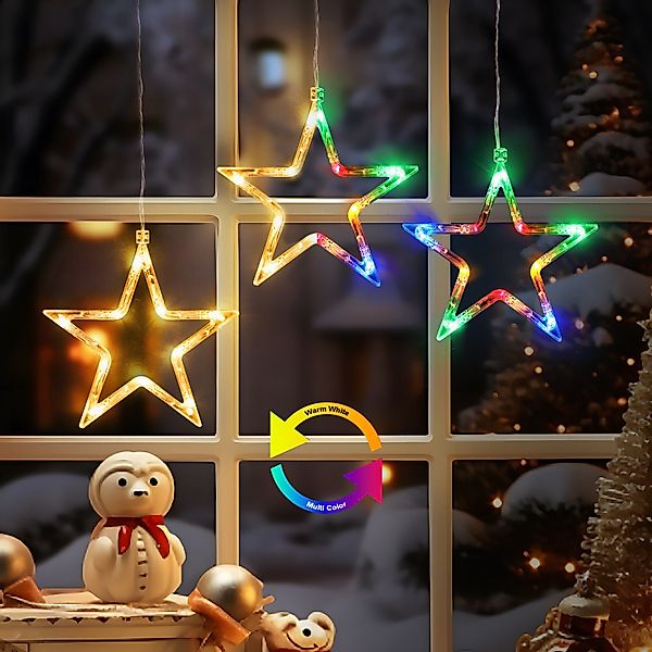 Elegear Lichtervorhang 160/188cm Bunt&Warmweiß Lichterkette mit günstig online kaufen