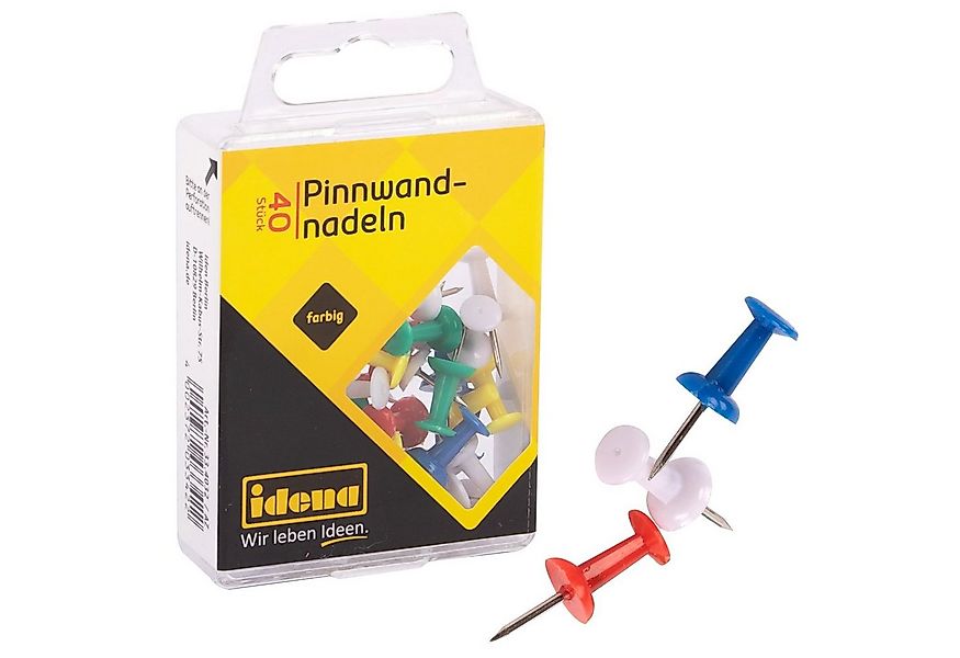 Idena Stecknadeln Idena 334032 - Pinnwandnadeln, 40 Stück, farbig sortiert, günstig online kaufen