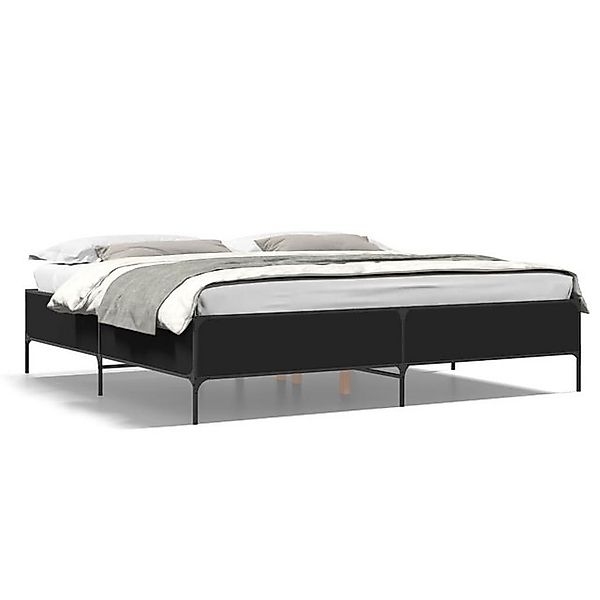 vidaXL Bettgestell, Bettrahmen Schwarz 200x200 cm Holzwerkstoff und Metall günstig online kaufen