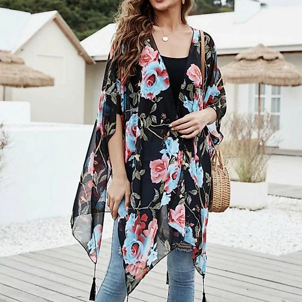 AUKUU Strandkleid Frühling und Sommer Sonnenschutzkleidung Druckmuster modi günstig online kaufen