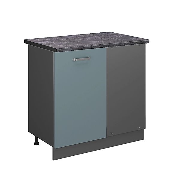 Vicco Eckunterschrank R-Line Küchen Eckschrank Blau-Grau/Anthrazit 86 cm AP günstig online kaufen