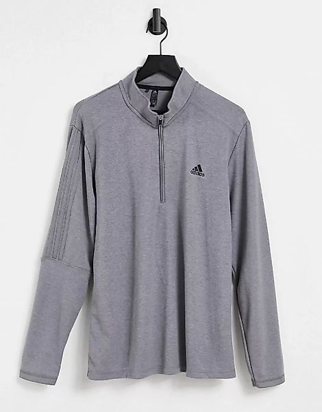 adidas Golf – Sweatshirt mit Reißverschluss und den 3 Streifen in Grau günstig online kaufen