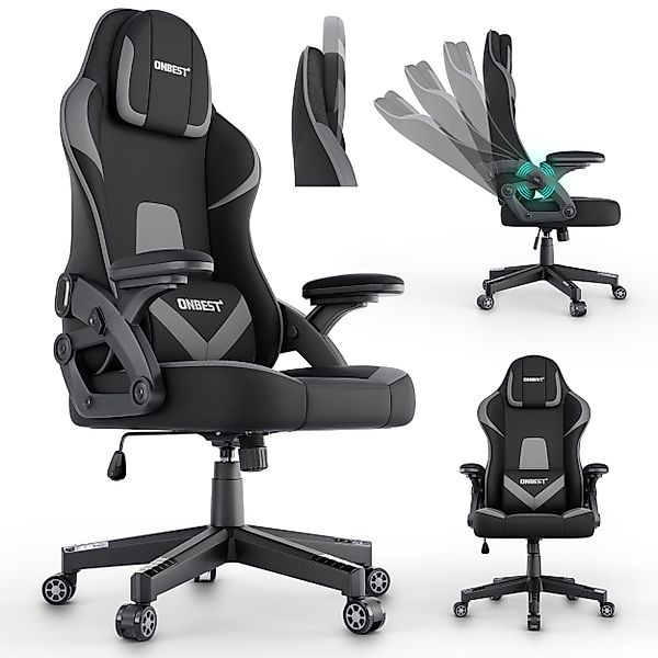 Onbest Gaming-Stuhl ergonomisch mit Lordosenkissen bis günstig online kaufen