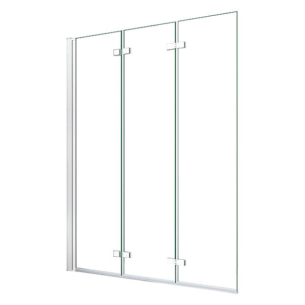 AICA 130x140cm Weiß Badewanneaufsatz 3-tlg. Faltwand Duschwand 6mm ESG Nano günstig online kaufen