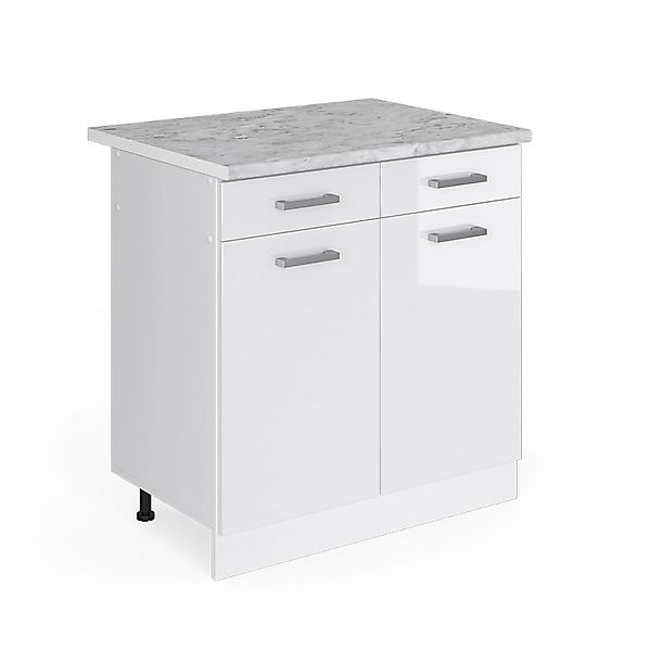 Vicco Unterschrank R-Line, Weiß Hochglanz/Weiß, 80 cm, AP Marmor günstig online kaufen