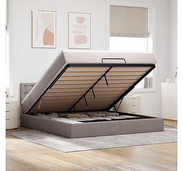 vidaXL Bett, Ottoman-Bett mit Matratze Taupe 160x200 cm Stoff günstig online kaufen