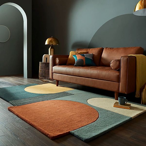 FLAIR RUGS Wollteppich "Lozenge mit abstraktem Retro-Design" rechteckig 10 günstig online kaufen