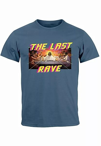 Neverless Print-Shirt Herren T-Shirt Techno The Last Rave Parodie Das letzt günstig online kaufen