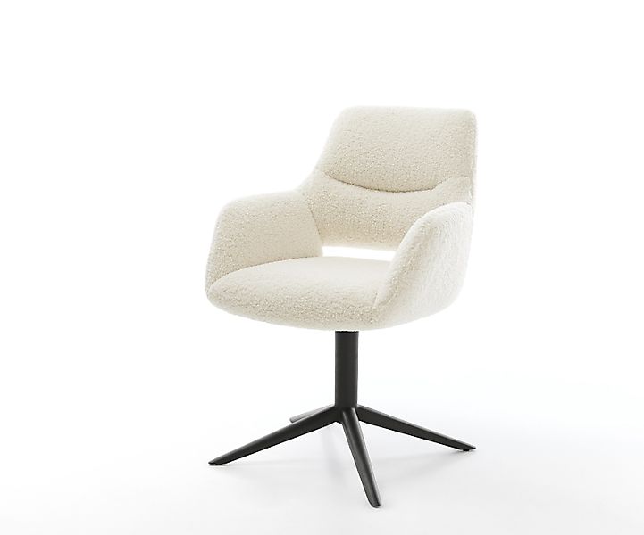 Drehstuhl Yago-Flex mit Armlehnen Teddystoff Beige Fußkreuz Schwarz 360° dr günstig online kaufen