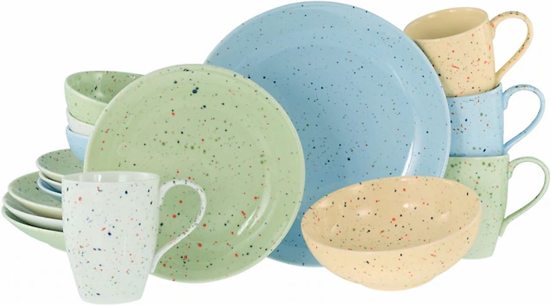 CreaTable Kombiservice »Confetti, Kombi-Service 16-tlg.« Unregelmäßige bunt günstig online kaufen