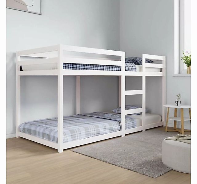 furnicato Bett Etagenbett Weiß 90x200 cm Massivholz Kiefer günstig online kaufen
