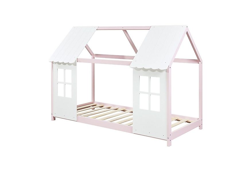 en.casa Kinderbett, »Tostedt« Halboffenes Design 90x200cm Rosa/Weiß günstig online kaufen