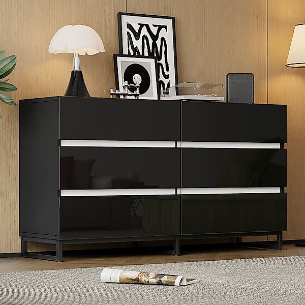Merax Sideboard hochglanz Wohnzimmerschrank in Weiß-Schwarz günstig online kaufen