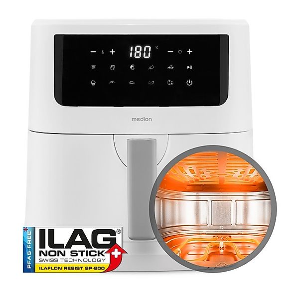 Medion® Heißluftfritteuse »MD 11750 P10 XL Duo«, 2000 W, Fassungsvermögen 6 günstig online kaufen