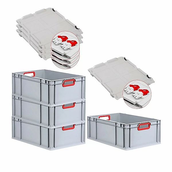 PROREGAL Spar Set 4x Eurobox Nextgen Color Mit Scharnierdeckel & Schiebesch günstig online kaufen